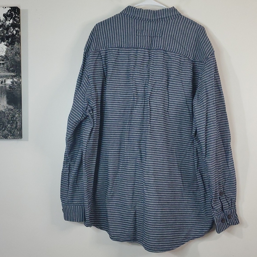 Duluth Trading Mens Free Swingin Flannel Shirt Size 2XL Tall Blue White Stripe - Picture 6 of 10